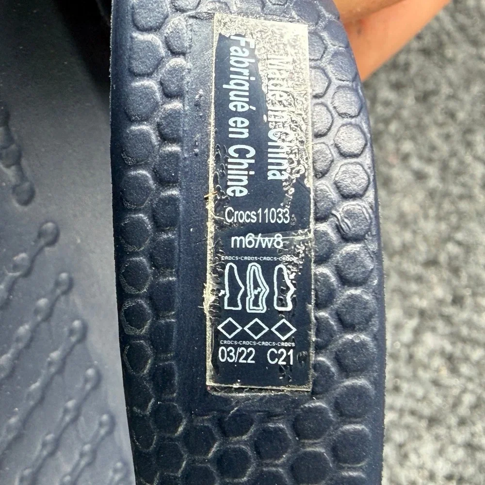 Crocs Crocband Flip Flops Women's 8 Blue White Summer Beach Thong Sandals